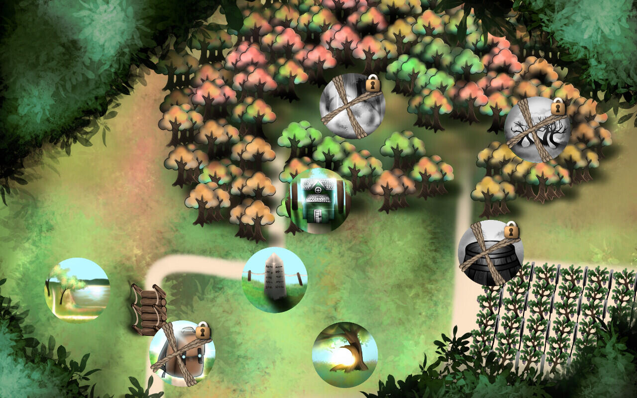 First part of the interactive map, icons first appear locked until players find the piece of evidence needed.