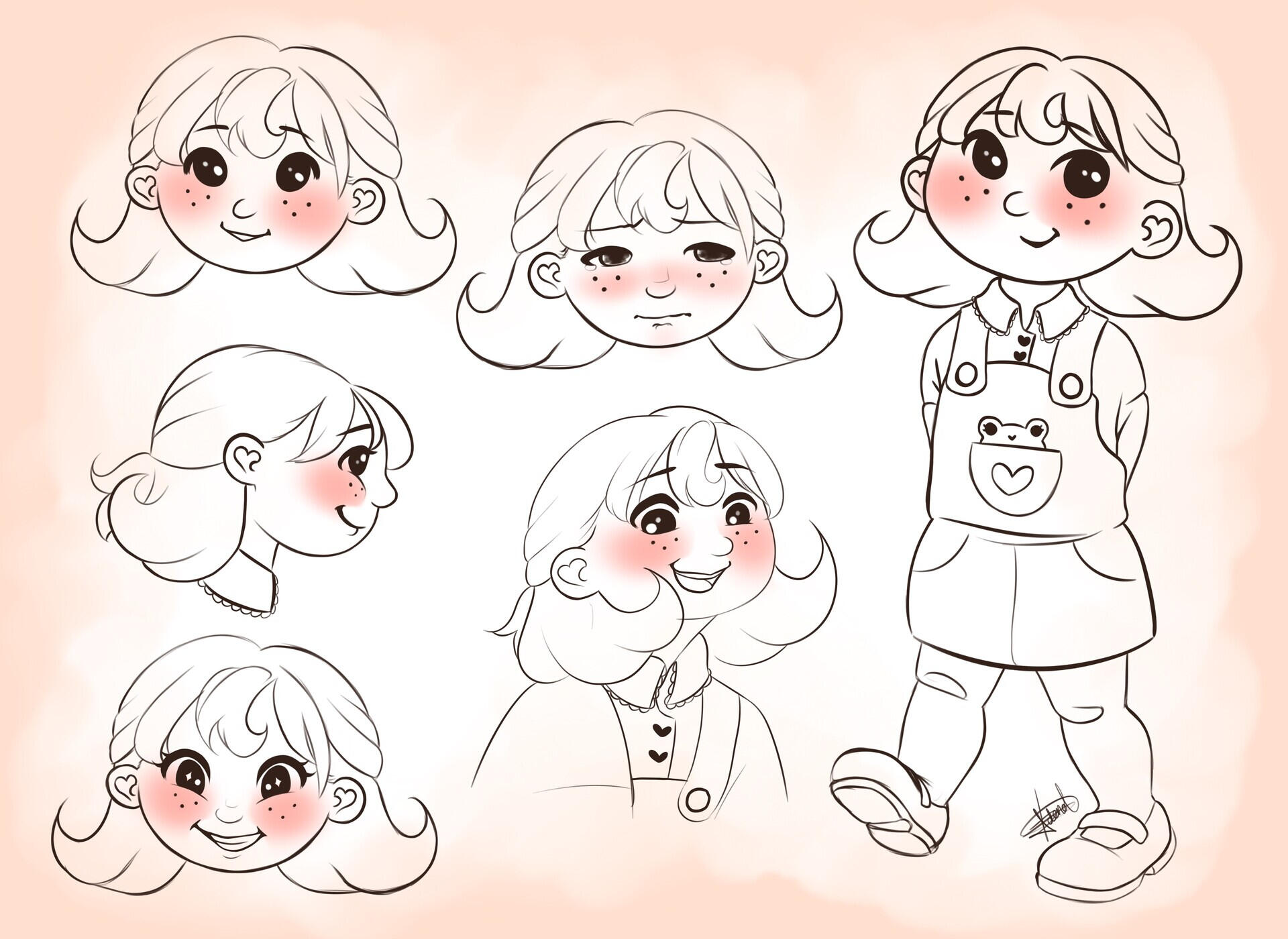 Different expressions of the little girl.